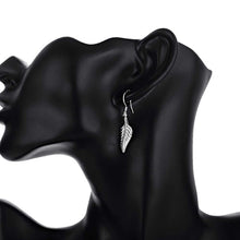 18K White Gold Plated Modern Leaf Branch Drop Earring