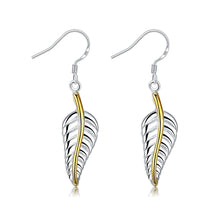 18K White Gold Plated Modern Leaf Branch Drop Earring