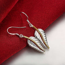 18K White Gold Plated Modern Leaf Branch Drop Earring