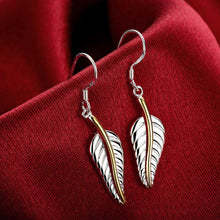 18K White Gold Plated Modern Leaf Branch Drop Earring