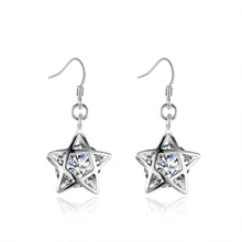 18K White Gold Plated Filled In Stars Shaped Earring