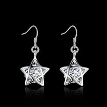 18K White Gold Plated Filled In Stars Shaped Earring