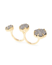 Gold Plated with Grey Druzy Stone Knuckle Ring