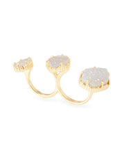 Gold Plated Plated with White Druzy Stone Knuckle Ring