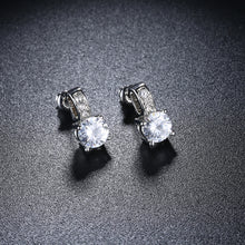 Triple Stone Crystal Pave with Diamond Simulated Studs