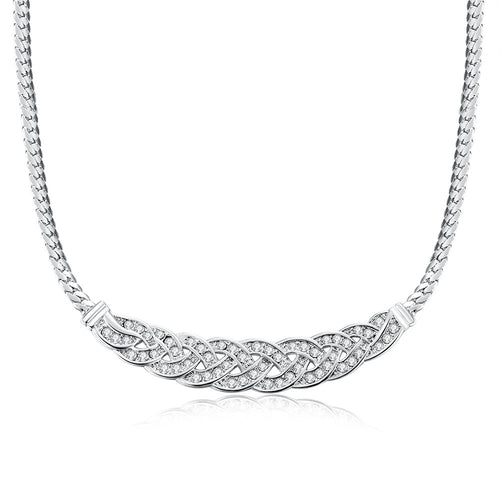 18K White Gold Plated Chained Loop Necklace