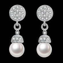 18K White Gold Plated Pearl Drop Earrings