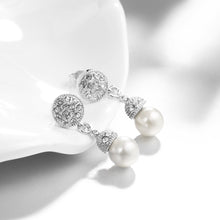 18K White Gold Plated Pearl Drop Earrings