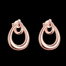 18K Rose Gold Plated Double Hoop Studded Earrings