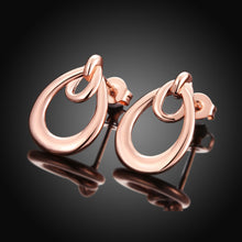 18K Rose Gold Plated Double Hoop Studded Earrings