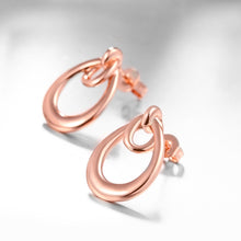 18K Rose Gold Plated Double Hoop Studded Earrings