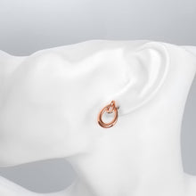 18K Rose Gold Plated Double Hoop Studded Earrings