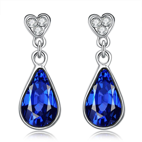 18K Italian WhiteGold Sapphire Drop Earring