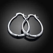 18K White Gold Plated Line Cutting Hoop Earring