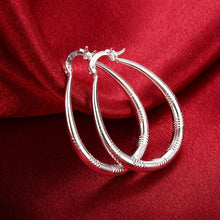 18K White Gold Plated Line Cutting Hoop Earring