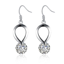 18K White Gold Plated Crystal Loop Earring