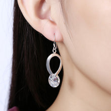 18K White Gold Plated Crystal Loop Earring