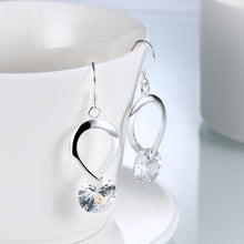 18K White Gold Plated Crystal Loop Earring