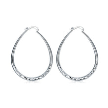 18K White Gold Plated Cut Design Hoop Earring