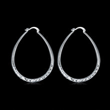 18K White Gold Plated Cut Design Hoop Earring