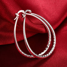 18K White Gold Plated Cut Design Hoop Earring