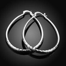 18K White Gold Plated Cut Design Hoop Earring