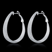 18K White Gold Plated Beaded Mid-Size Hoops