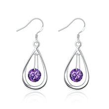 18K White Gold Plated Purple Citrine Circular Drop Earring