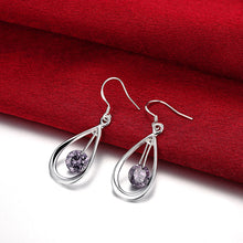 18K White Gold Plated Purple Citrine Circular Drop Earring