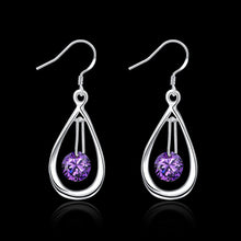 18K White Gold Plated Purple Citrine Circular Drop Earring