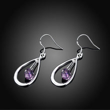18K White Gold Plated Purple Citrine Circular Drop Earring