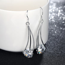 18K White Gold Plated Drop Crystal Earring