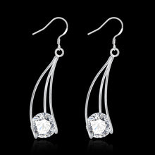 18K White Gold Plated Drop Crystal Earring