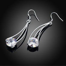 18K White Gold Plated Drop Crystal Earring