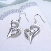 18K White Gold Plated Curved Petite Heart Earring