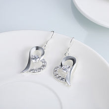 18K White Gold Plated Curved Petite Heart Earring