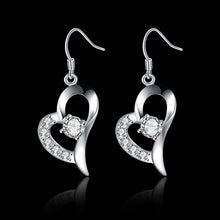 18K White Gold Plated Curved Petite Heart Earring