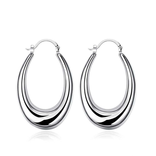 18K White Gold Plated Modern Twist Hoops