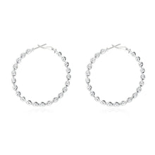 18K White Gold Plated Curved Wired Hoops