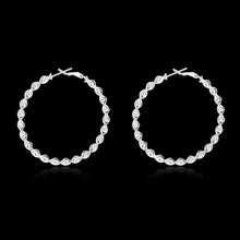 18K White Gold Plated Curved Wired Hoops