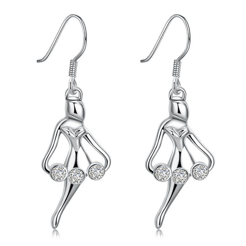 18K White Gold Plated Angel Drop Earrings