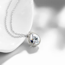 18K Italian White GP White Topaz Teardrop Necklace