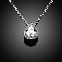 18K Italian White GP White Topaz Teardrop Necklace