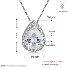 18K Italian White GP White Topaz Teardrop Necklace