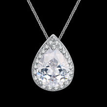 18K Italian White GP White Topaz Teardrop Necklace