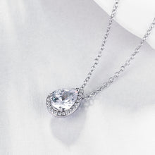 18K Italian White GP White Topaz Teardrop Necklace