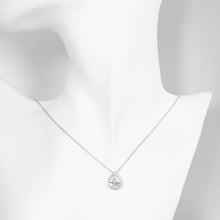 18K Italian White GP White Topaz Teardrop Necklace