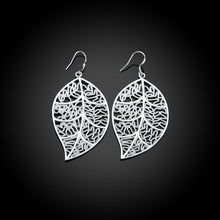 18K White Gold Plated Laser Cut Filigree Leaf Earring