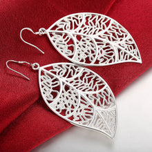 18K White Gold Plated Laser Cut Filigree Leaf Earring