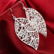 18K White Gold Plated Laser Cut Filigree Leaf Earring